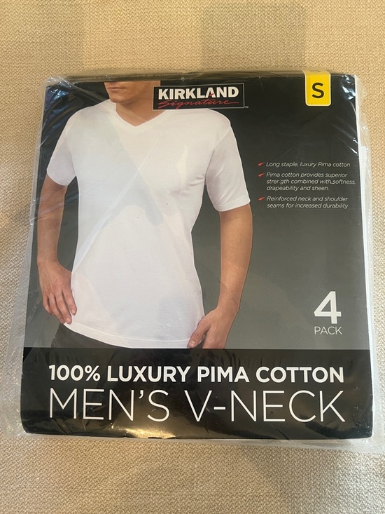 Kirkland Signature Other - Men's Small Kirkland Signature White Pima Cotton Men's V-Neck 4-Pack